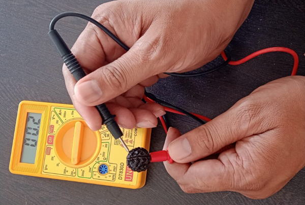 Researcher reveals simplest way to measure bio-electricity in Rudraksha